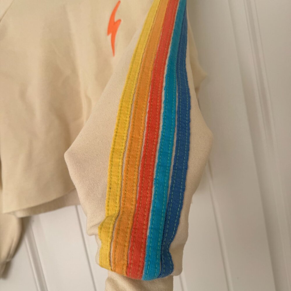 Aviator Nation Classic Stripe Cropped Crew Sweatshirt - Picture 3 of 5